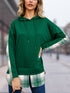 'Lireal' Split Colour Plaid Long Sleeve Hoodie - Celes Fashion